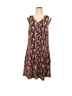 Garnet‎ Hill Button Front Knit Tank Dress Printed Stretchy Tencel Women Medium